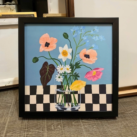 Tranh treo tường canvas KT 30x30cm khung viền đen