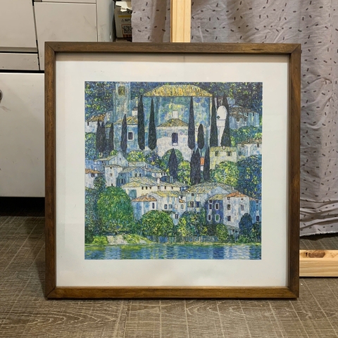 Tranh treo tường canvas KT 40x40cm khung viền gỗ, mặt kính