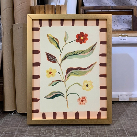 Tranh treo tường canvas KT 30x40cm khung viền vàng đồng