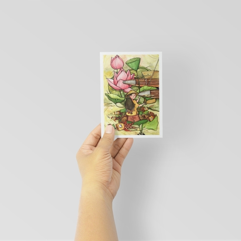 Postcard Ngư | Ngư tiều canh mục 10x15cm