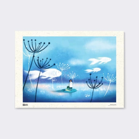 Tranh Poster White Fishes | Đốm Illustration