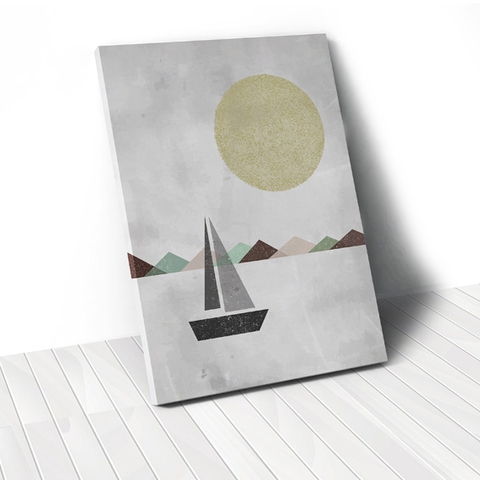 Tranh canvas Sailboat on sea grey