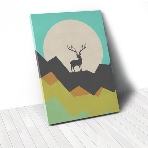 Tranh canvas Abstract Deer, Mountain, Geometric