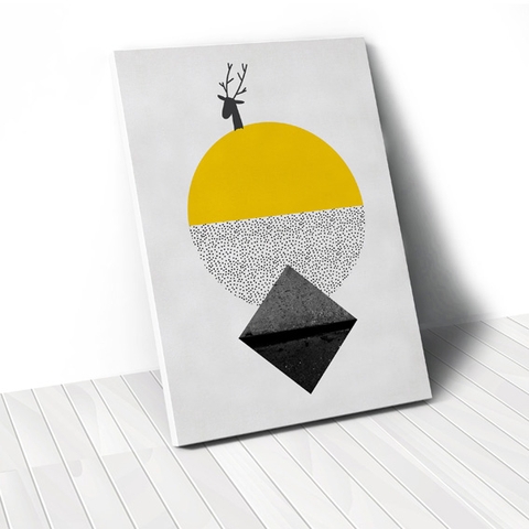 Tranh canvas Yellow geometric, deer