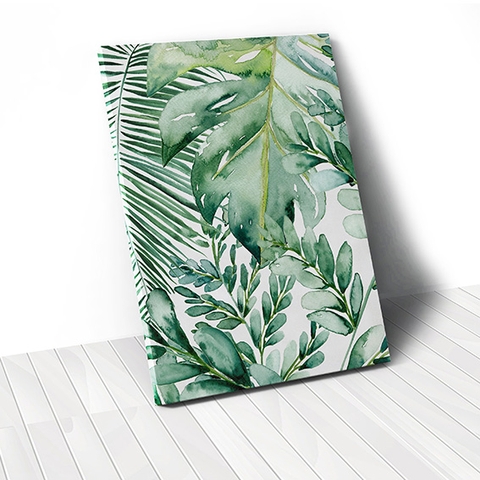 Tranh canvas Watercolor Leaves, Green Leaves