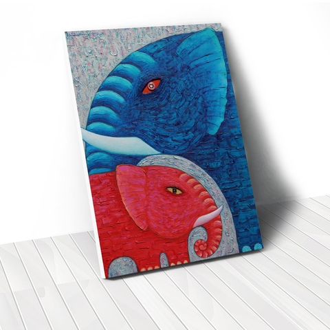Tranh Elephant blue, red