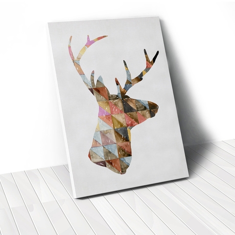 Tranh Colorful Deer geometric