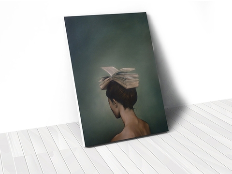 Tranh Lady with book abstract