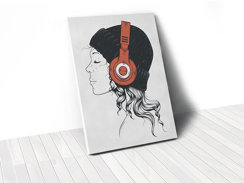 Tranh Girl wearing headphone