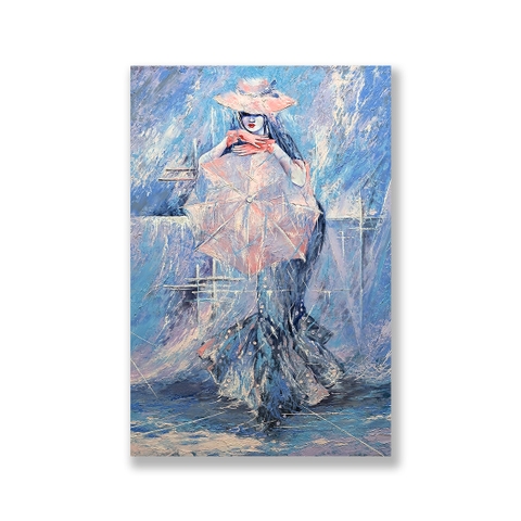 Tranh Lady painting, umbrella SU0080