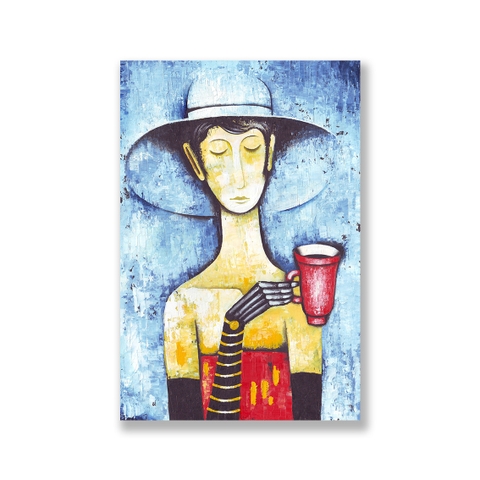 Tranh Lady, coffee, abstract painting