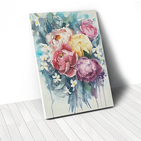 Tranh canvas Watercolor Peony Flower