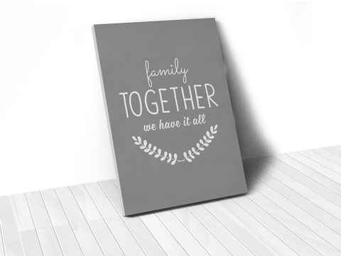 Tranh Family together quote, grey