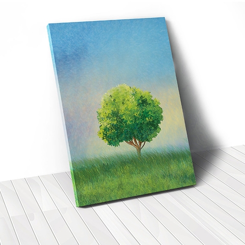 Tranh canvas Lonely Tress, Blue sky, Green Field