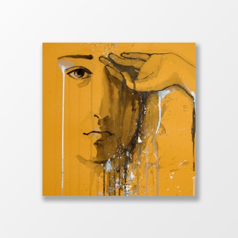 Tranh Lady, abstract art, yellow, painting S0094