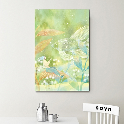 Tranh canvas Nature, Leaves, Fish, Illustration S0114