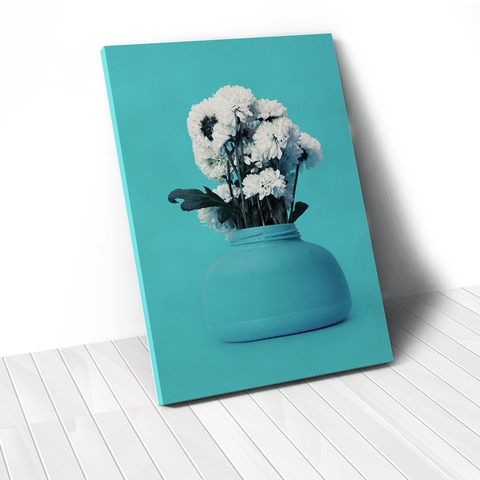 Tranh Flower, Turquoise, White