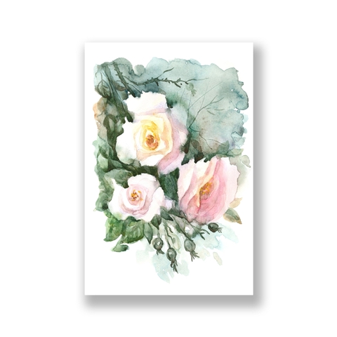 Tranh Roses flower, floral watercolor painting S0224