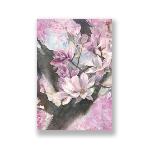 Tranh Pink flower watercolor painting S0225