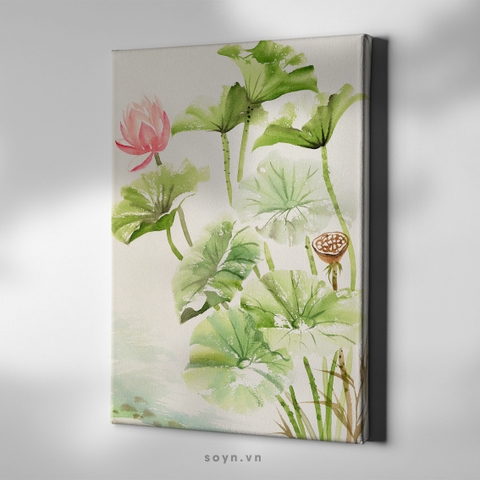 Tranh treo tường Cotton Canvas Flower, Lotus / Hoa sen S0415