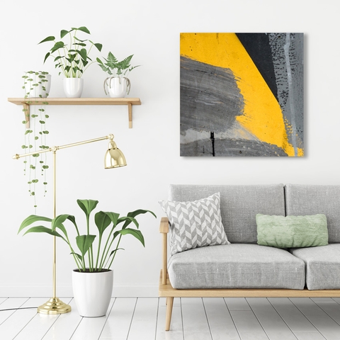 Tranh Abstract yellow grey