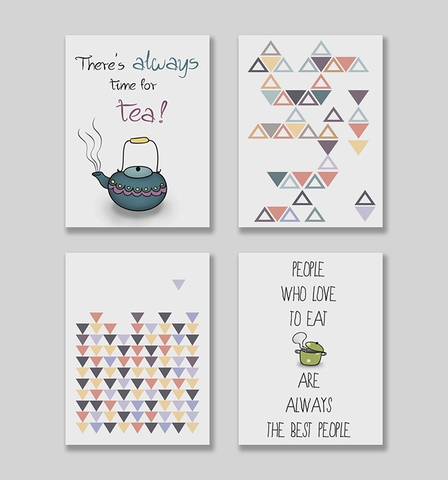 Bộ tranh Tea, eat, quote, polygon