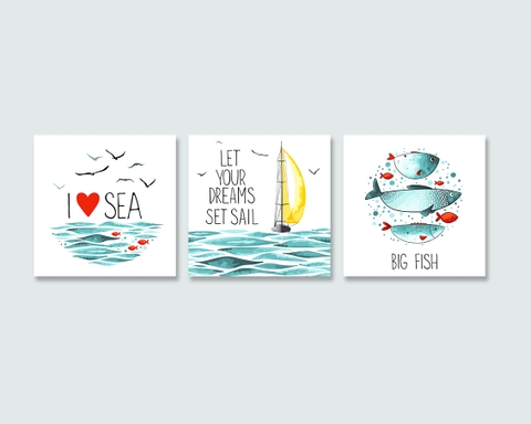 Bộ tranh I love sea, fish, sail