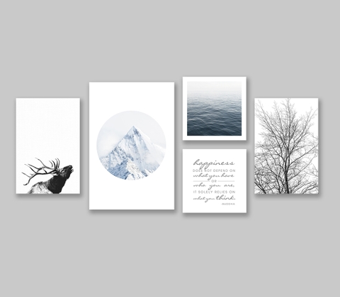 Bộ tranh Nature, Mountain, sea, deer, tree
