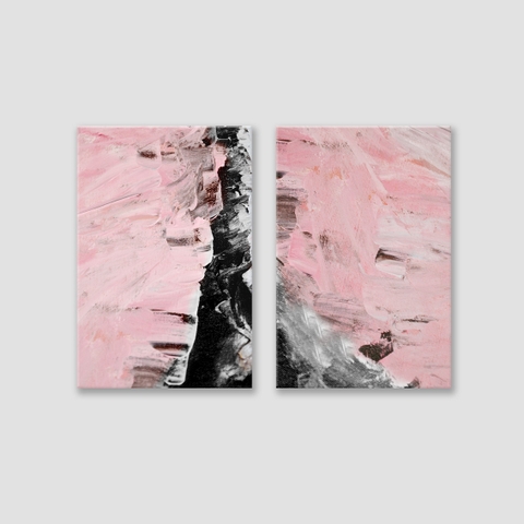 Bộ tranh Abstract, Pink, Black, painting