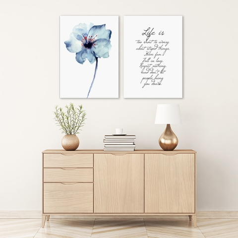 Bộ tranh Flower, Life quote 2 x 40x60cm