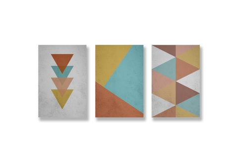 Bộ tranh Geometric color, vintage, grey