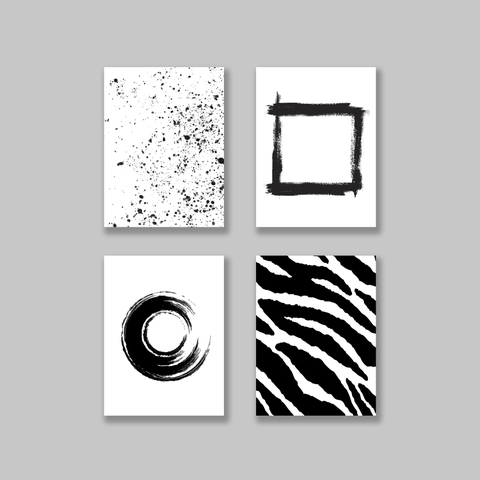 Bộ tranh Abstract, Black & White, Zebra, Scandinavian SE157