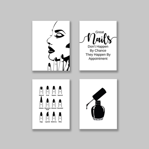 Bộ tranh Nail Salon Decor Art, Black & White SE158