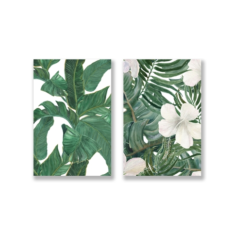 Bộ tranh Green Leaves Pattern, Tropical, Botanical SE159