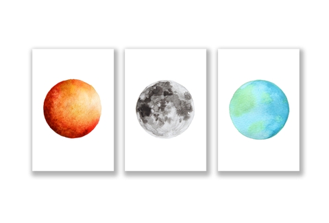 Bộ tranh Sun, Moon, Earth, Watercolor SE194