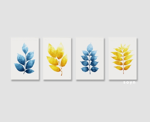 Bộ tranh Leaf, Blue, Yellow, Gold SE195