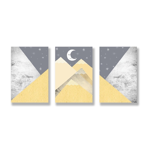 Bộ tranh Geometric, Abstract, Mountain, Yellow SE222