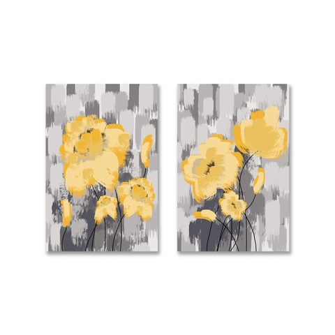 Bộ tranh canvas hoa vàng, Yellow Flower, Abstract SE224