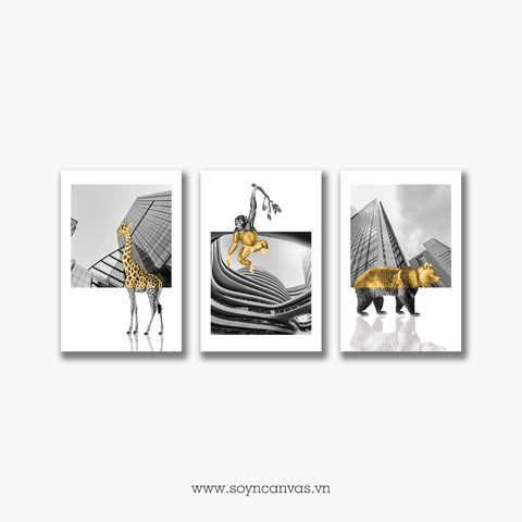 Bộ tranh Building, Animal, Gold, Black & White SE265