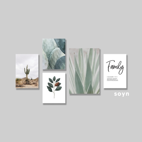 Bộ tranh Botanical, Cactus, Green, Nordic, Scandinavian, Family SE285