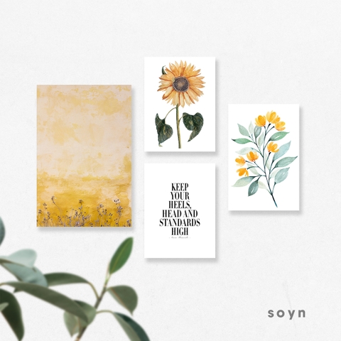 Bộ tranh Yellow, Flower, Sunflower, Leaf SE320