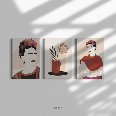 Bộ tranh Frida Kahlo artist, Line art, Modern art, Fashion, Lifestyle, SE372