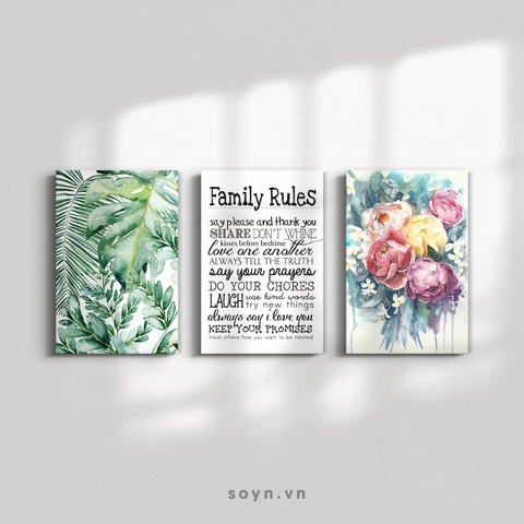 Bộ tranh Family Rules, Leveas, Peony flower, SE388