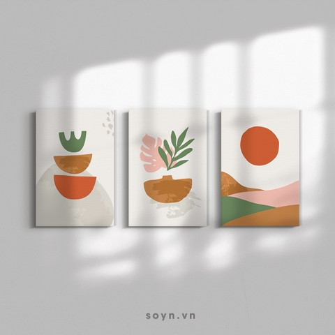 Bộ tranh Boho style, Minimalism, Illustration, Leaves, Mountain, SE406