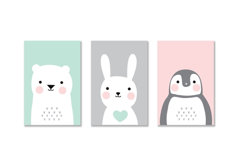 Bộ tranh Bear, Rabbit, Penguin