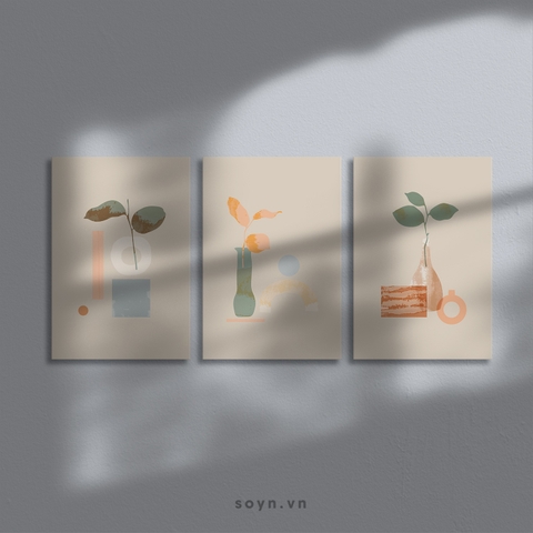 Bộ tranh Leaves, Vase, Abstract, Minimalism, Modern, SE455