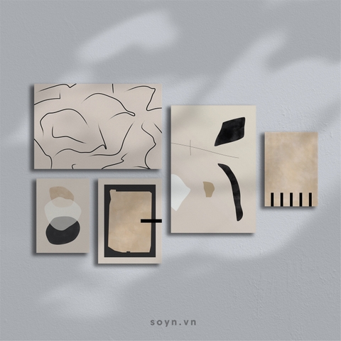 Bộ tranh treo tường nghệ thuật hiện đại tối giản, trừu tượng, Soyn SE611