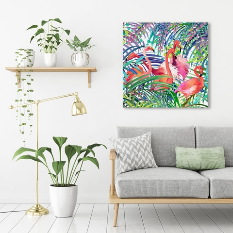 Tranh Tropical, Botanical pattern, Flamingo