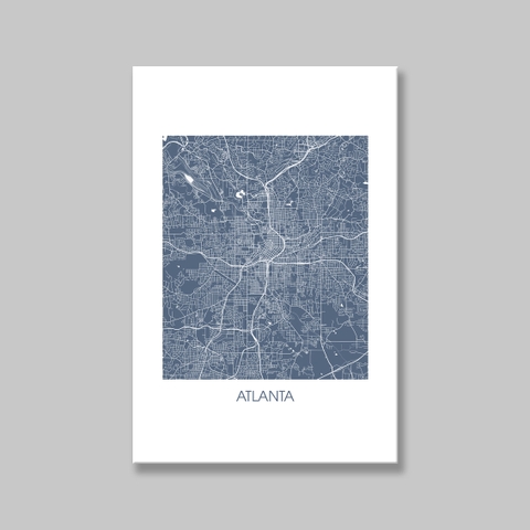Tranh Atlanta Map, Blue