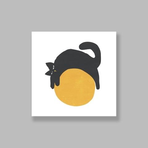 Tranh Black cat with yellow ball, art SN0080